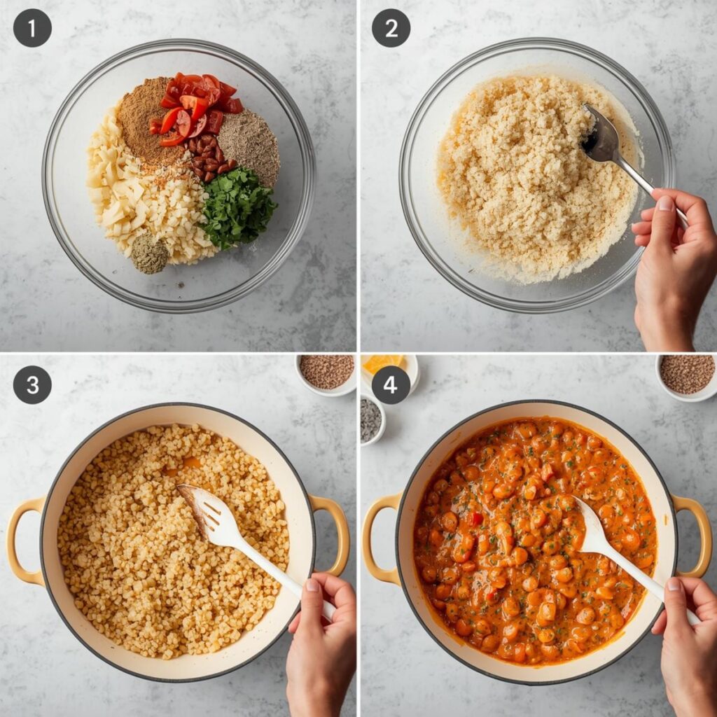 Leftover couscous stored in a container for meal prep