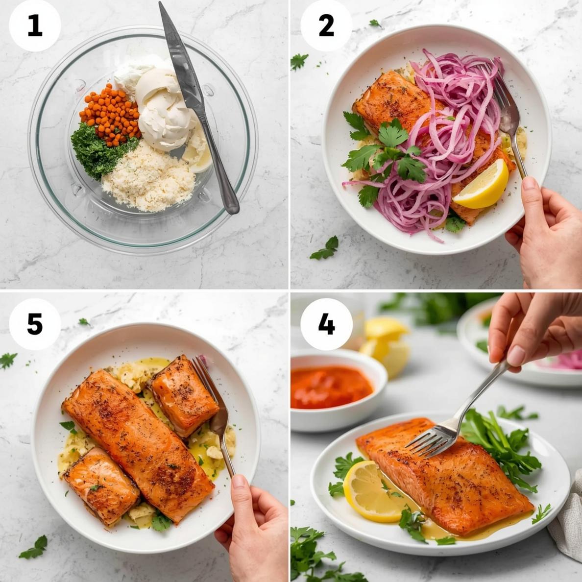 Step-by-step process of placing salmon in the air fryer