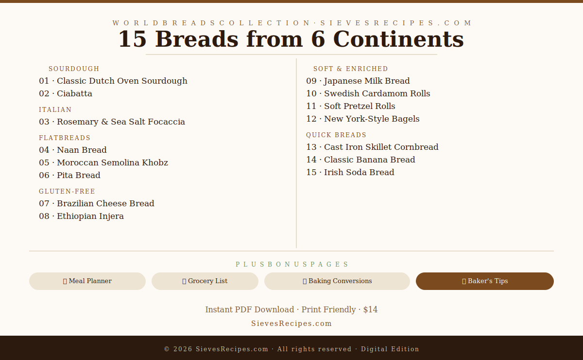 world breads cookbook all 15 recipes โ sourdough focaccia naan bagels injera
