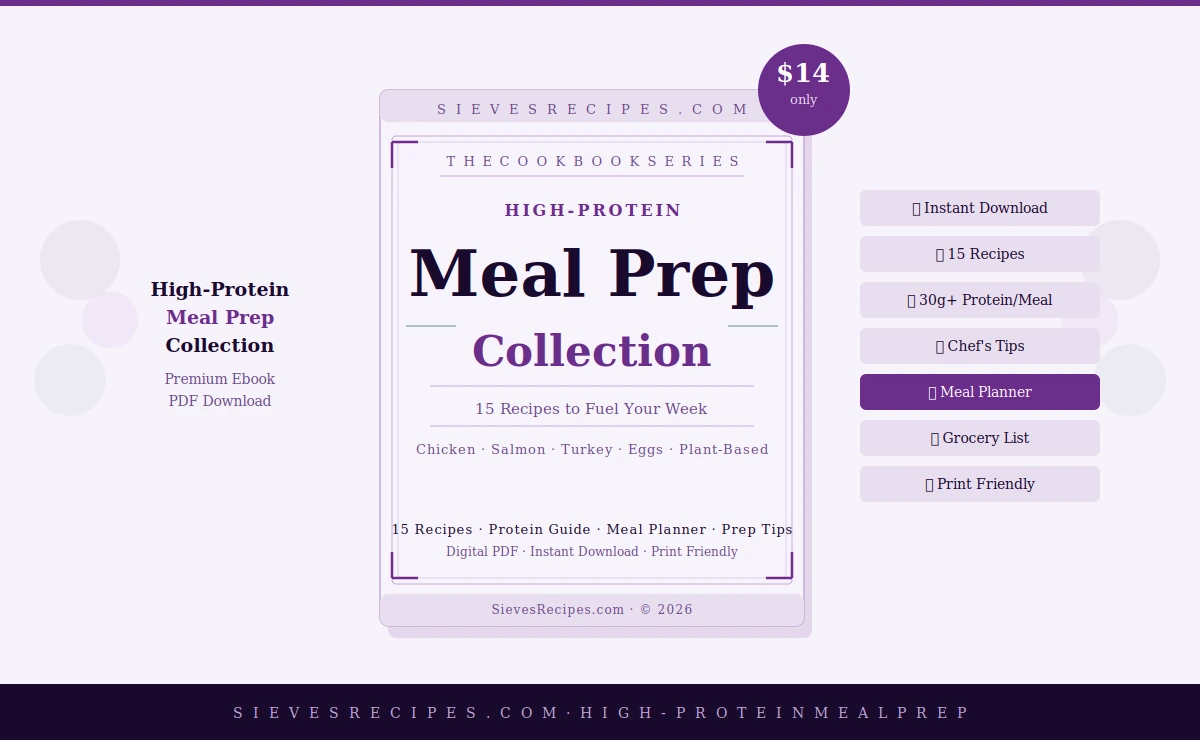 high protein meal prep ebook pdf — 15 recipes 30g protein per meal instant download