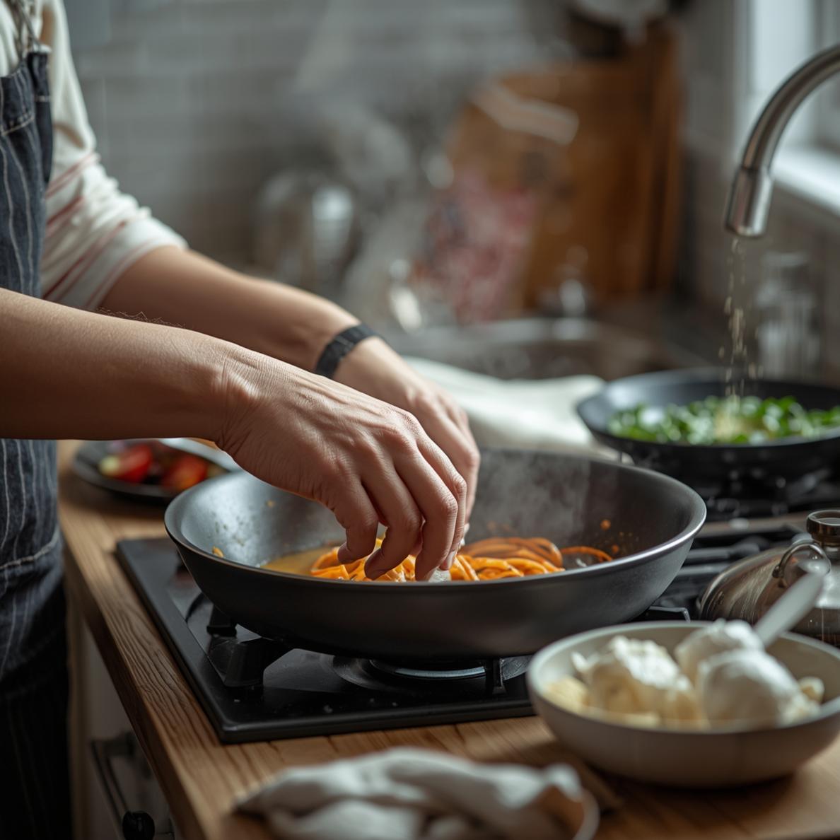 spicy chicken fried rice recipe cooking in wok step by step