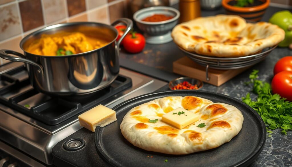 butter chicken and naan bread