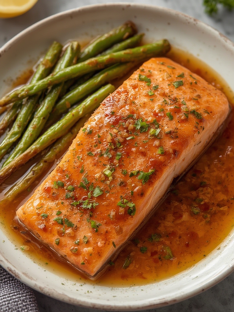 Hot Honey Salmon Recipe - sticky glazed salmon fillet ready in 15 minutes